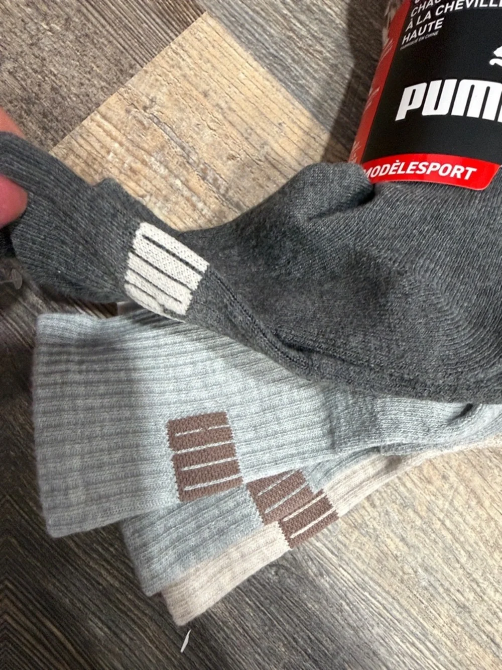Puma Men's Dark Gray & Light Gray Athletic Ankle Socks - 6 Pack